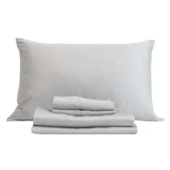 Ensemble de draps simple XL en bambou - gris ciment