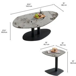 Ensemble de tables gigognes en pierre sintérisée