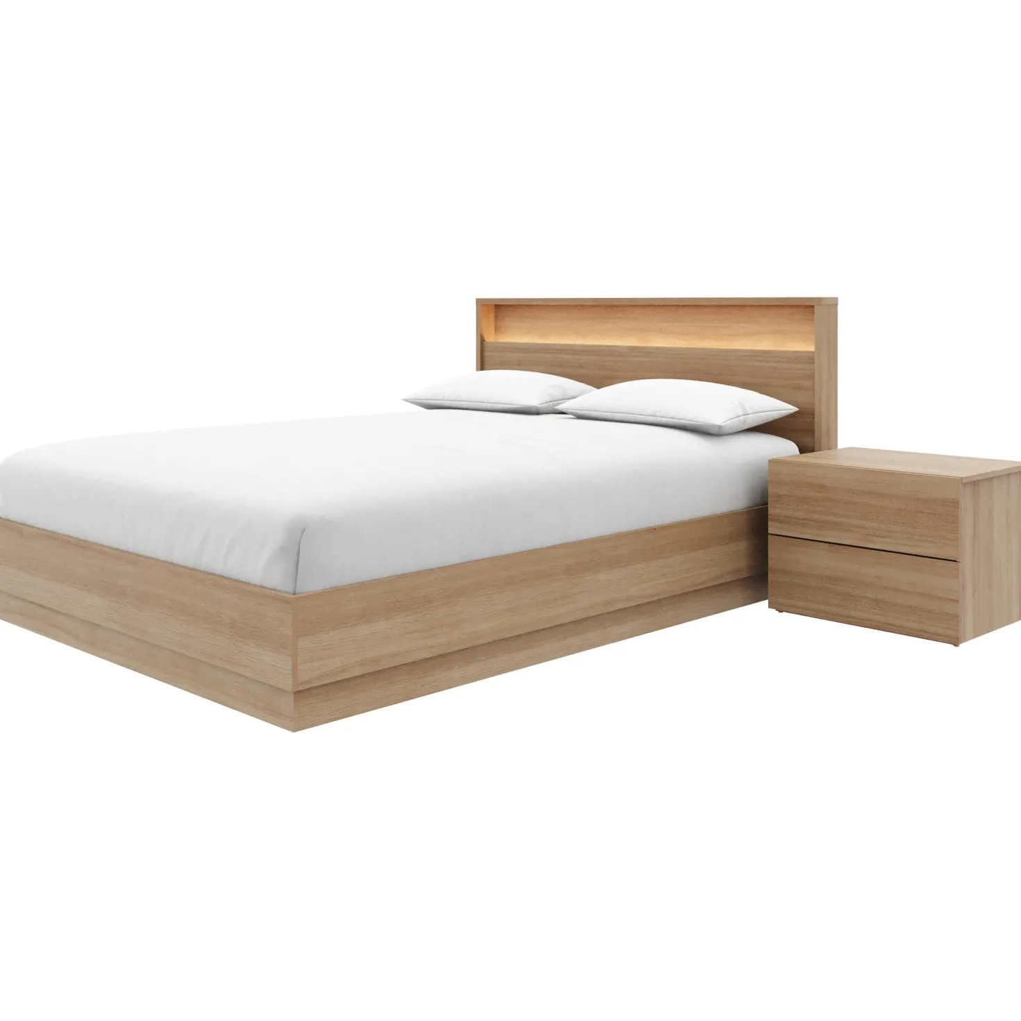 Ensemble grand lit avec éclairage (60") - 3 mcx - Nexera