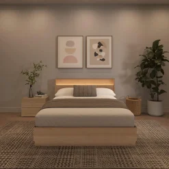Ensemble grand lit avec éclairage (60") - 4 mcx - Nexera