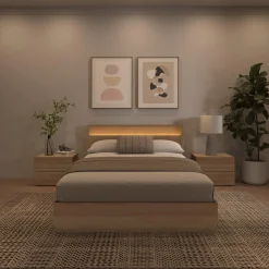 Ensemble grand lit avec éclairage (60") - 4 mcx - Nexera