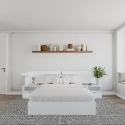 Ensemble grand lit avec rangement 2 tiroirs (60