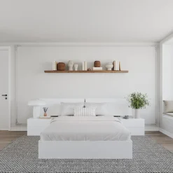 Ensemble grand lit avec rangement 2 tiroirs (60