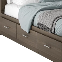Ensemble lit simple avec rangement 3 tiroirs, tête de lit et commode (39