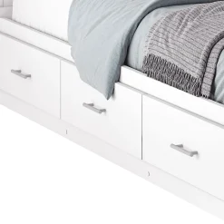 Ensemble lit simple avec rangement 3 tiroirs, tête de lit et commode (39