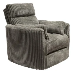 Fauteuil berçant pivotant inclinable en velours côtelé - gris