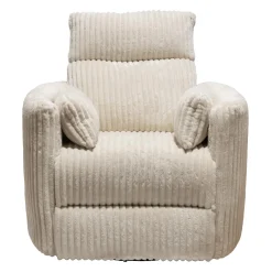 Fauteuil berçant pivotant inclinable en velours côtelé - beige
