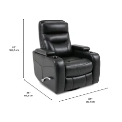 Fauteuil berçant pivotant inclinable avec rangement - noir