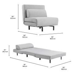 Fauteuil convertible pivotant - gris