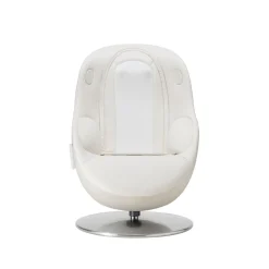 Fauteuil de massage inclinable électrique avec ottoman en cuir synthétique - blanc