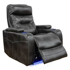 Fauteuil inclinable électrique avec rangement, porte-gobelets et éclairage DEL - gris