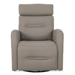 Fauteuil inclinable électrique en cuir véritable - gris