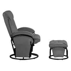 Fauteuil inclinable, pivotant et berçant à billes avec repose-pieds