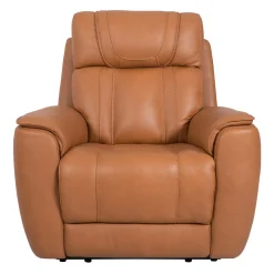 Fauteuil électrique inclinable en cuir véritable avec appui-tête ajustable