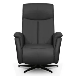 Fauteuil électrique inclinable et pivotant en cuir véritable - gris foncé