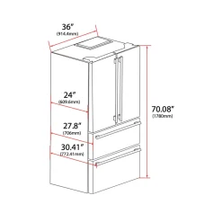 FORNO Réfrigérateur 19,2 pi3 36 po Blanc Portes françaises - FFRBI1820-36