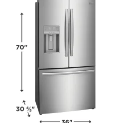 FRIGIDAIRE GALLERY Réfrigérateur 22,6 pi3 36 po Inox Congélateur en bas, Portes françaises - GRFC2353AF