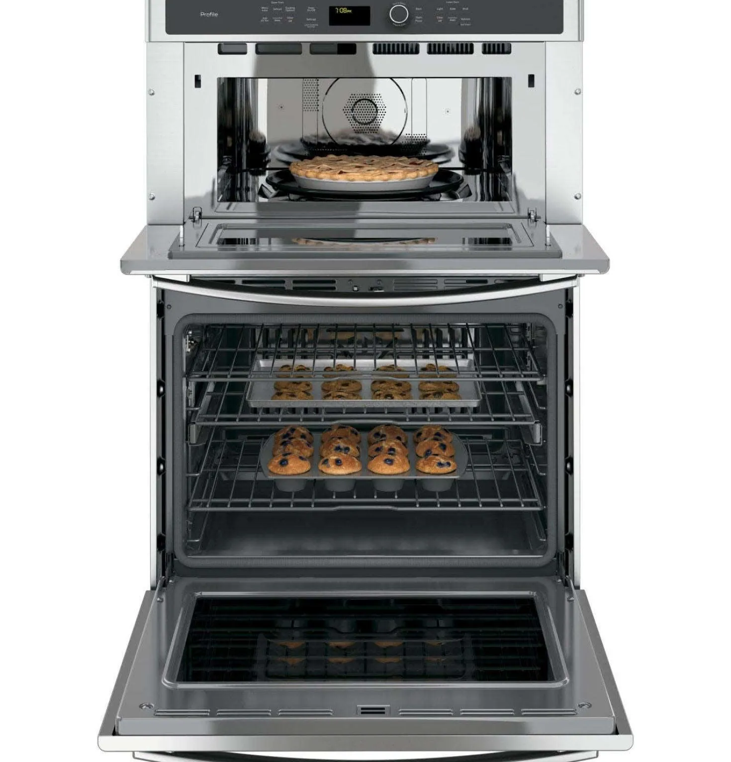 GE Combiné four - micro-ondes encastré 30 po Acier inoxydable29.75"Électrique - PT7800SHSS