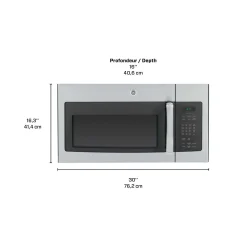GE Micro-ondes/hotte 1,6 pi3, Acier inoxydable, 30", 300