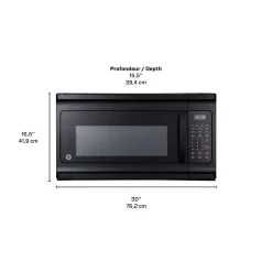 GE Micro-ondes/hotte 1,6 pi3, Noir, 30", 300