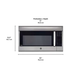 GE Profile Micro-ondes/hotte 1,8 pi3, Acier inoxydable, 30