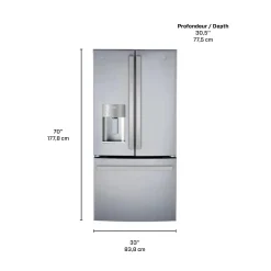 GE Profile Réfrigérateur 17,5 pi3 33 po Inox Portes françaises - PYE18HYRCFS