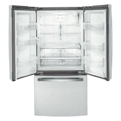 GE Réfrigérateur 18,6 pi3 33 po Acier inoxydable Congélateur en bas, Portes françaises - GWE19JYLFS