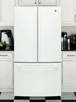 GE Réfrigérateur 27 pi3 36 po Blanc Congélateur en bas, Portes françaises - GNE27JGMWW