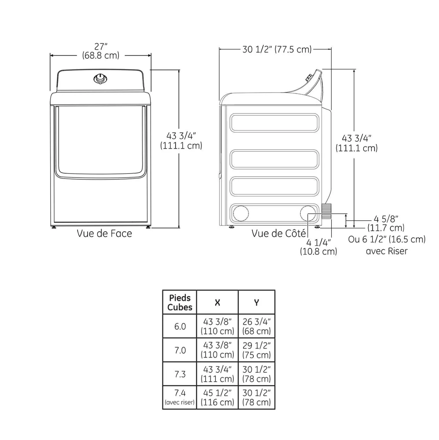 GE Sécheuse Chargement frontal Gris 27" - GTD68EBMRDG