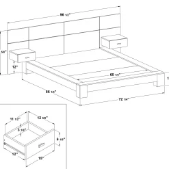 Grand lit avec panneaux et tables de chevet (60