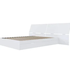 Grand lit avec rangement 2 tiroirs et tête de lit (60") - Nexera