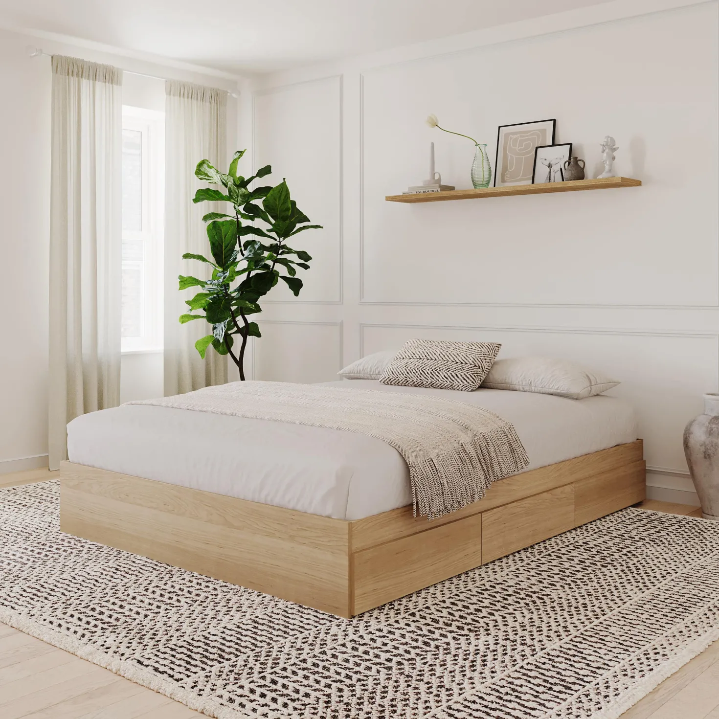 Grand lit avec rangement 3 tiroirs (60") - Nexera