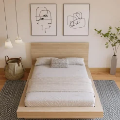 Grand lit plateforme avec tête de lit (60") - Nexera