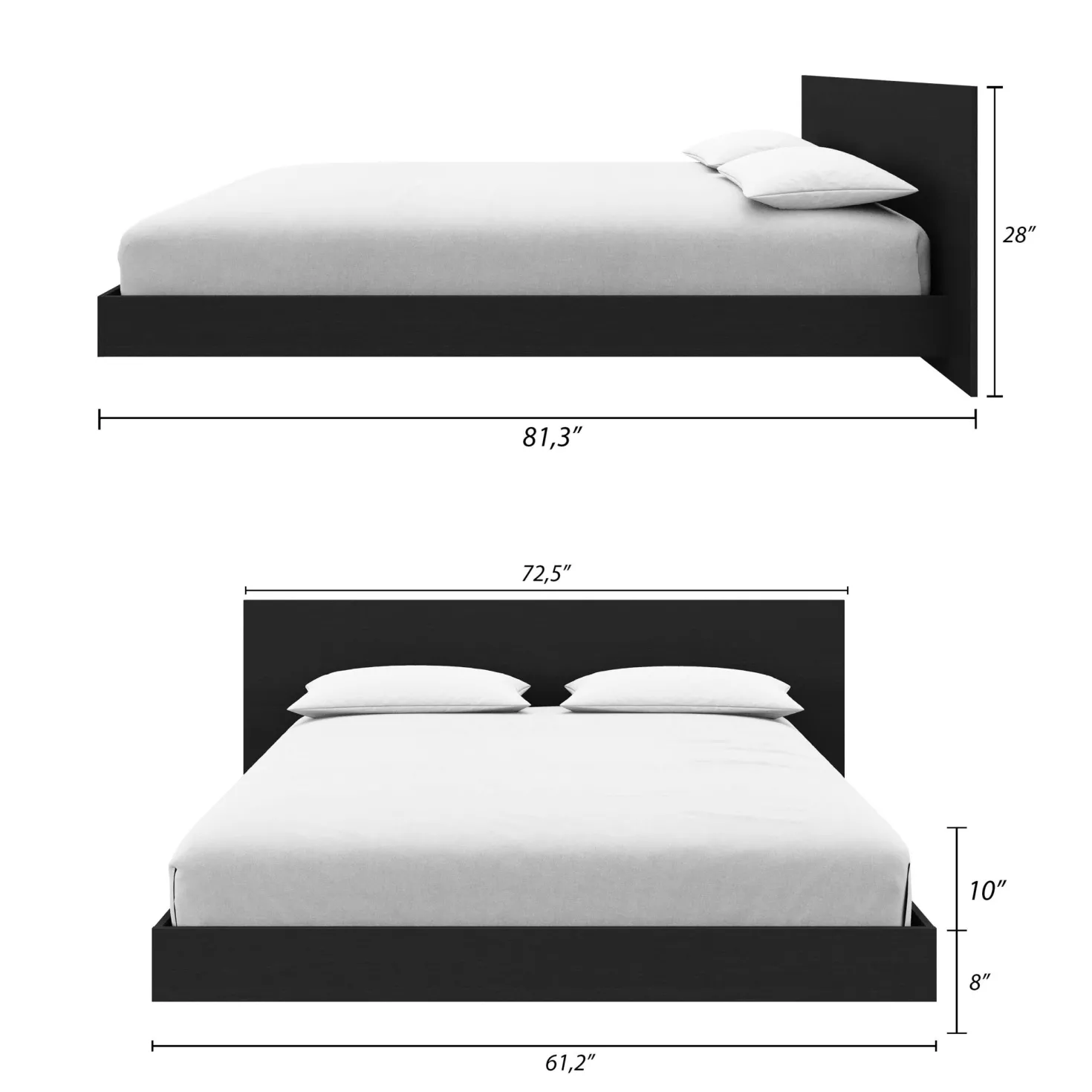 Grand lit plateforme avec tête de lit (60") - Nexera