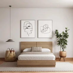 Grand lit plateforme avec tête de lit (60