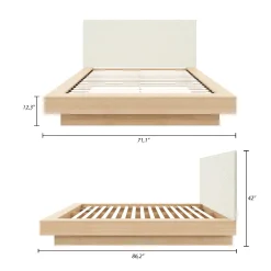Grand lit plateforme en tissu avec tête de lit (60