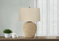 Lampe de table 25"H en rotin