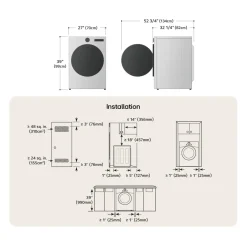 LG Ensemble laveuse sécheuse, Acier graphite, Chargement frontal