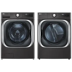 LG Ensemble laveuse sécheuse, Inox noir, Chargement frontal