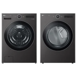 LG Ensemble laveuse sécheuse, Inox noir, Chargement frontal