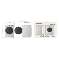 LG Ensemble laveuse sécheuse, Inox noir, Chargement frontal