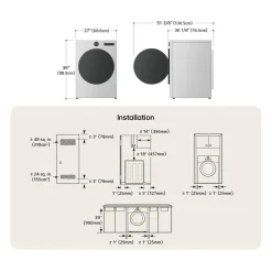 LG Ensemble laveuse sécheuse, Inox noir, Chargement frontal