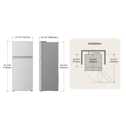 LG Réfrigérateur 11,9 pi3 27 po Argent platine Congélateur en haut - LT13C2000V