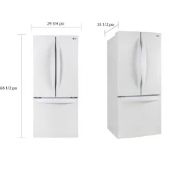 LG Réfrigérateur 21,8 pi3 30 po Blanc Congélateur en bas, Portes françaises - LRFNS2200W