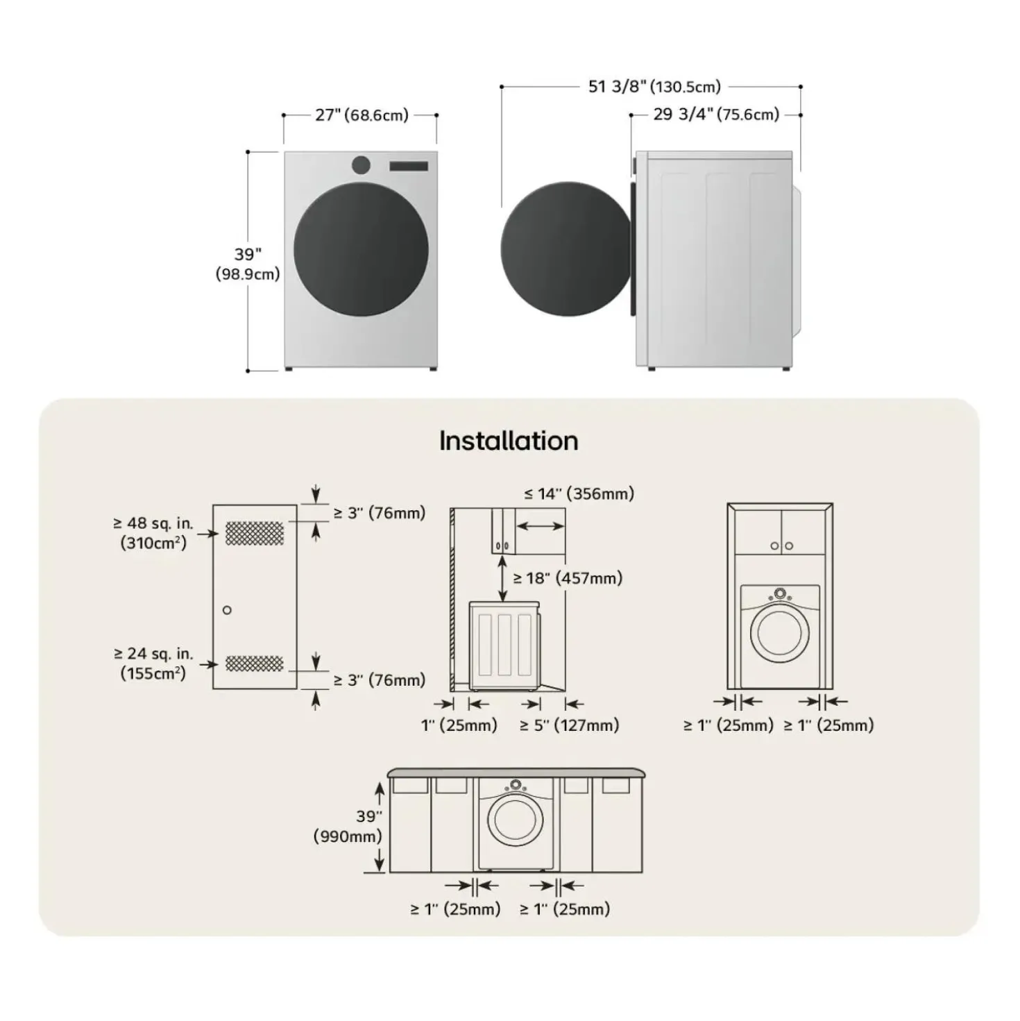 LG Sécheuse Chargement frontal Inox Noir 27" - DLEX6500B