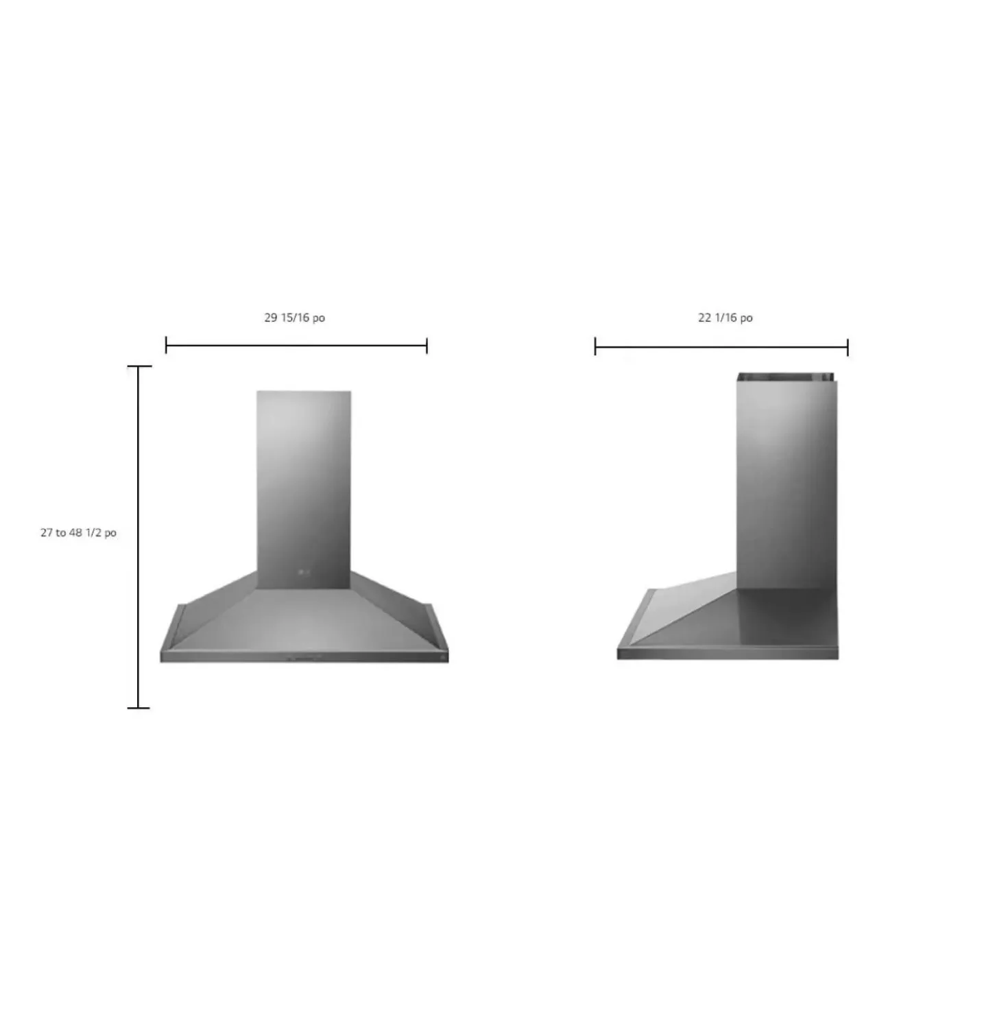 LG STUDIO Hotte Cheminée Acier inoxydable 30" , 600 PI3/MIN-LSHD3080ST