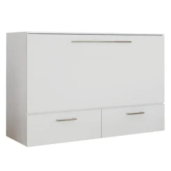 Lit cabinet queen avec matelas 6,5 po - blanc
