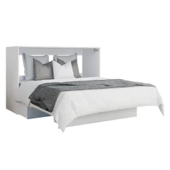 Lit cabinet queen avec matelas 6,5 po - blanc