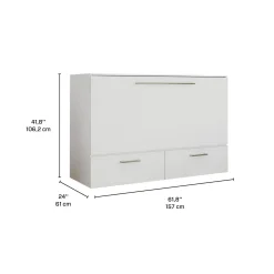 Lit cabinet queen avec matelas 6,5 po - blanc