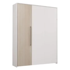 Lit escamotable queen - blanc et gris